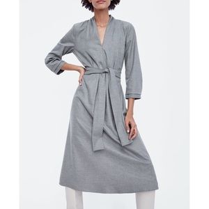 Zara Pleated Midi Dress with Tie Waist